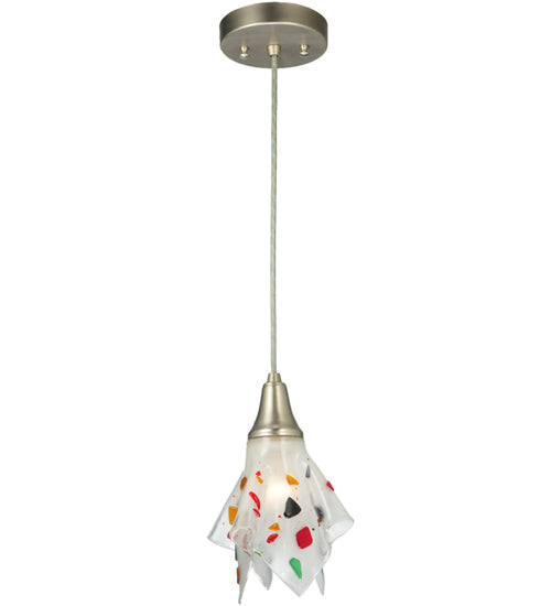 Meyda Lighting Metro Fusion 10" Silver Handkerchief Bam Bam Mini Pendant Light With Multi-Colored Shade Glass