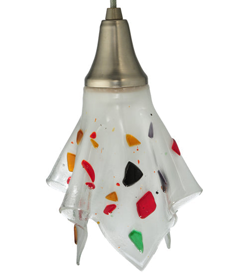 Meyda Lighting Metro Fusion 10" Silver Handkerchief Bam Bam Mini Pendant Light With Multi-Colored Shade Glass