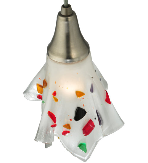 Meyda Lighting Metro Fusion 10" Silver Handkerchief Bam Bam Mini Pendant Light With Multi-Colored Shade Glass