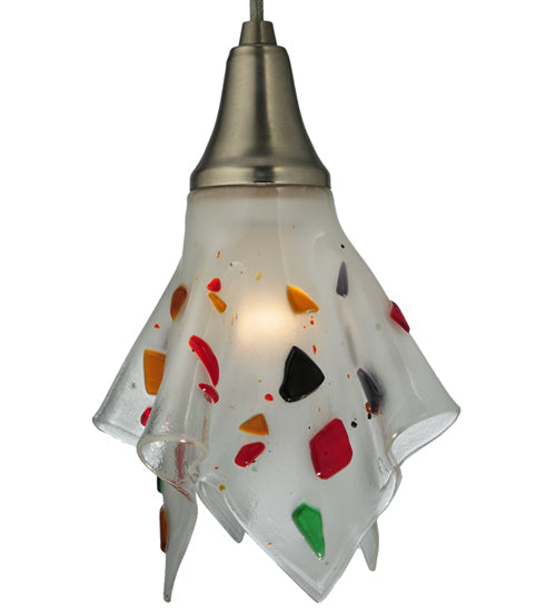 Meyda Lighting Metro Fusion 10" Silver Handkerchief Bam Bam Mini Pendant Light With Multi-Colored Shade Glass