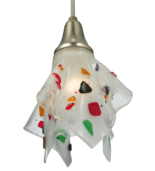 Meyda Lighting Metro Fusion 10" Silver Handkerchief Bam Bam Mini Pendant Light With Multi-Colored Shade Glass