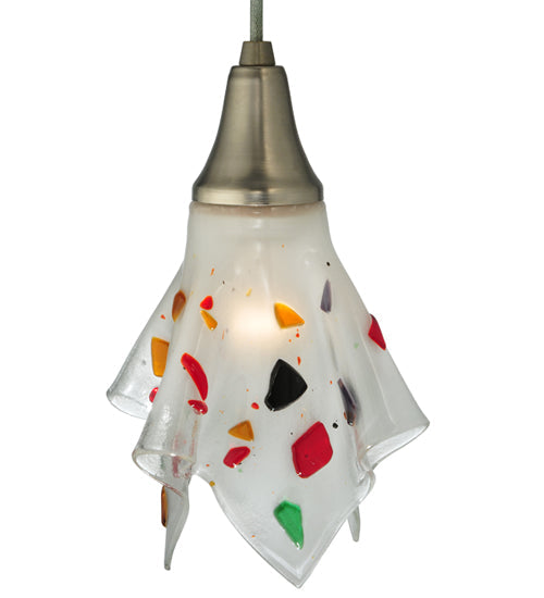 Meyda Lighting Metro Fusion 10" Silver Handkerchief Bam Bam Mini Pendant Light With Multi-Colored Shade Glass