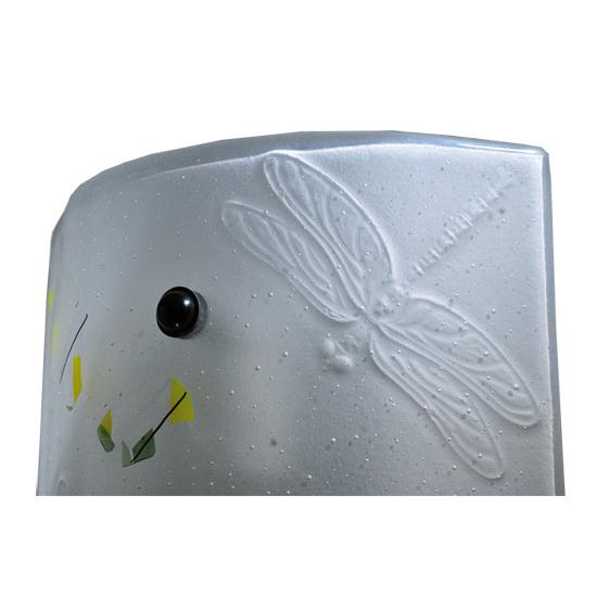 Meyda Lighting Metro Fusion 10" Steel Bel Volo Wall Sconce With White Dragonfly and Green Confetti Shade Glass
