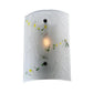 Meyda Lighting Metro Fusion 10" Steel Bel Volo Wall Sconce With White Dragonfly and Green Confetti Shade Glass