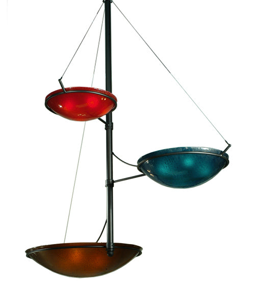 Meyda Lighting Metro Fusion 103" 12-Light 3-Arm Textured Black The Third Dimension Chandelier With Multi-Colored Fused Shade Glass
