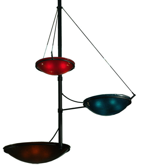 Meyda Lighting Metro Fusion 103" 12-Light 3-Arm Textured Black The Third Dimension Chandelier With Multi-Colored Fused Shade Glass