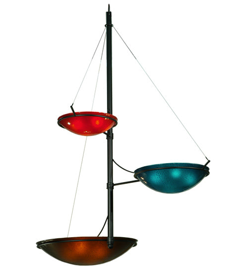Meyda Lighting Metro Fusion 103" 12-Light 3-Arm Textured Black The Third Dimension Chandelier With Multi-Colored Fused Shade Glass