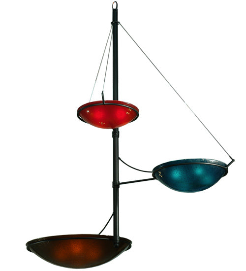 Meyda Lighting Metro Fusion 103" 12-Light 3-Arm Textured Black The Third Dimension Chandelier With Multi-Colored Fused Shade Glass