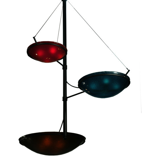 Meyda Lighting Metro Fusion 103" 12-Light 3-Arm Textured Black The Third Dimension Chandelier With Multi-Colored Fused Shade Glass