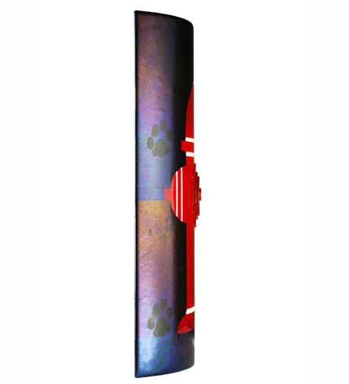 Meyda Lighting Metro Fusion 11" 2-Light Fire Hydrant Wall Sconce With Iridescent Black & Red Shade Glass