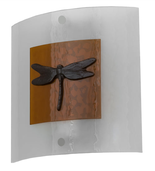Meyda Lighting Metro Fusion 11" Dragonfly Amber & Frosted Clear Shade Glass