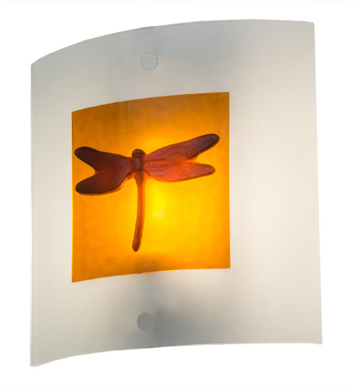 Meyda Lighting Metro Fusion 11" Dragonfly Amber & Frosted Clear Shade Glass