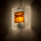 Meyda Lighting Metro Fusion 11" Nickel Dragonfly Wall Sconce With Amber & Frosted Clear Shade Glass