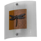 Meyda Lighting Metro Fusion 11" Nickel Dragonfly Wall Sconce With Amber & Frosted Clear Shade Glass