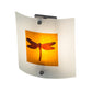 Meyda Lighting Metro Fusion 11" Nickel Dragonfly Wall Sconce With Amber & Frosted Clear Shade Glass