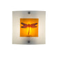 Meyda Lighting Metro Fusion 11" Nickel Dragonfly Wall Sconce With Amber & Frosted Clear Shade Glass