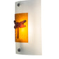Meyda Lighting Metro Fusion 11" Nickel Dragonfly Wall Sconce With Amber & Frosted Clear Shade Glass