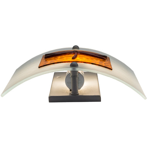 Meyda Lighting Metro Fusion 11" Nickel Dragonfly Wall Sconce With Amber & Frosted Clear Shade Glass