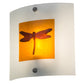 Meyda Lighting Metro Fusion 11" Nickel Dragonfly Wall Sconce With Amber & Frosted Clear Shade Glass