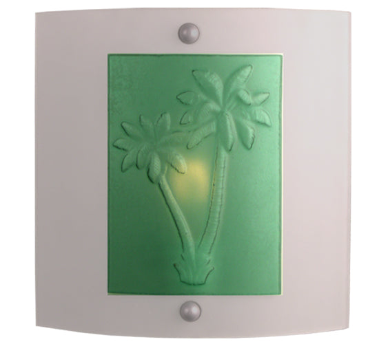 Meyda Lighting Metro Fusion 11" Nickel Oasis Wall Sconce With Green & Clear Shade Glass