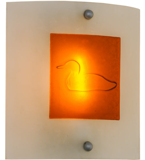 Meyda Lighting Metro Fusion 11" Nickel Powder Coated Left Wall Sconce With Amber Loon Shade Glass