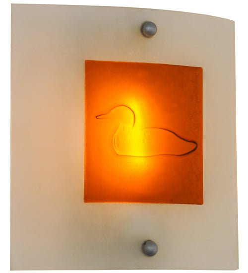 Meyda Lighting Metro Fusion 11" Nickel Powder Coated Left Wall Sconce With Amber Loon Shade Glass