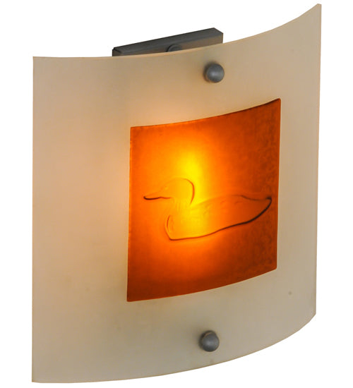 Meyda Lighting Metro Fusion 11" Nickel Powder Coated Left Wall Sconce With Amber Loon Shade Glass
