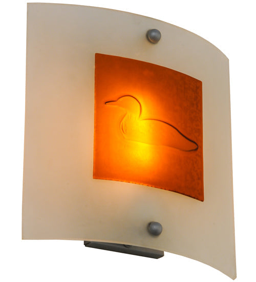 Meyda Lighting Metro Fusion 11" Nickel Powder Coated Left Wall Sconce With Amber Loon Shade Glass