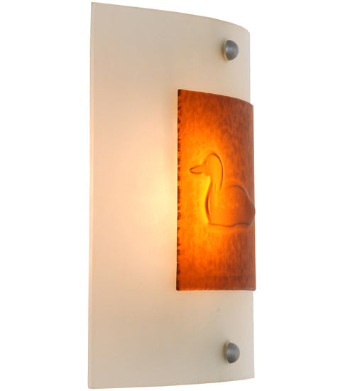 Meyda Lighting Metro Fusion 11" Nickel Powder Coated Left Wall Sconce With Amber Loon Shade Glass