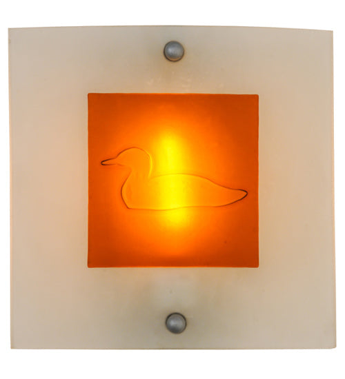 Meyda Lighting Metro Fusion 11" Nickel Powder Coated Left Wall Sconce With Amber Loon Shade Glass