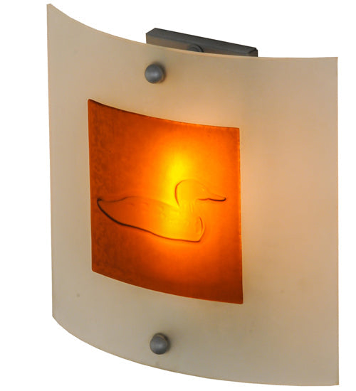 Meyda Lighting Metro Fusion 11" Nickel Powder Coated Right Wall Sconce With Amber Loon Shade Glass