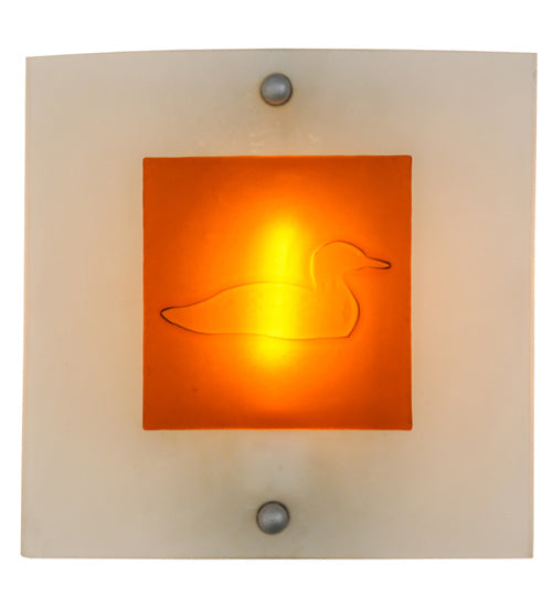 Meyda Lighting Metro Fusion 11" Nickel Powder Coated Right Wall Sconce With Amber Loon Shade Glass