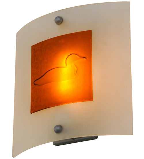 Meyda Lighting Metro Fusion 11" Nickel Powder Coated Right Wall Sconce With Amber Loon Shade Glass