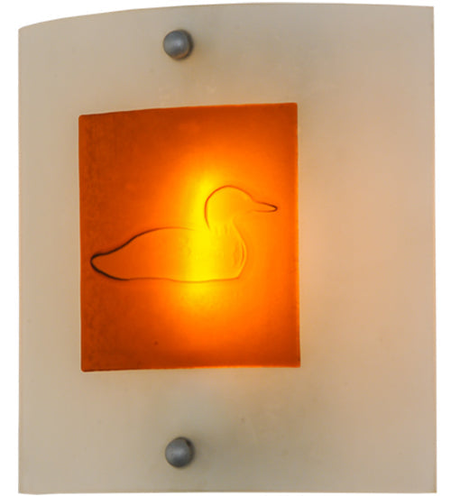 Meyda Lighting Metro Fusion 11" Nickel Powder Coated Right Wall Sconce With Amber Loon Shade Glass