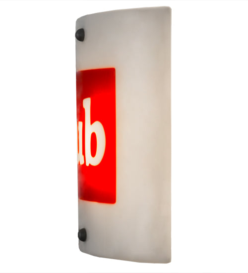 Meyda Lighting Metro Fusion 11" Nickel Wall Sconce With White & Red Logo Shade Glass