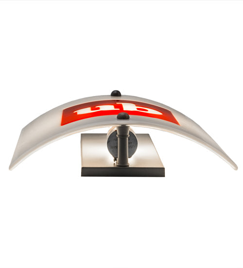 Meyda Lighting Metro Fusion 11" Nickel Wall Sconce With White & Red Logo Shade Glass