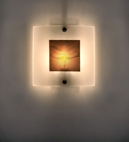 Meyda Lighting Metro Fusion 11" Nickel Wings Wall Sconce With Frosted Clear Shade Glass