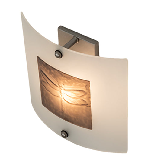 Meyda Lighting Metro Fusion 11" Nickel Wings Wall Sconce With Frosted Clear Shade Glass