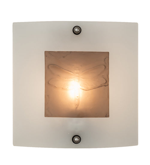 Meyda Lighting Metro Fusion 11" Nickel Wings Wall Sconce With Frosted Clear Shade Glass
