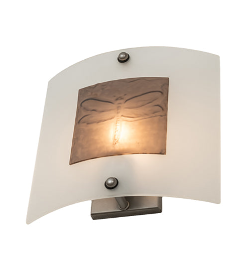 Meyda Lighting Metro Fusion 11" Nickel Wings Wall Sconce With Frosted Clear Shade Glass