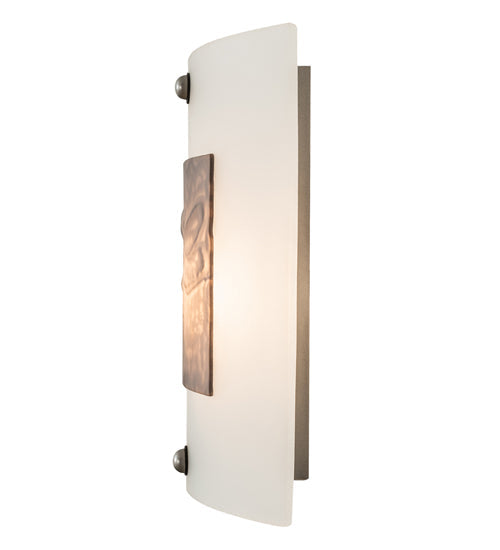 Meyda Lighting Metro Fusion 11" Nickel Wings Wall Sconce With Frosted Clear Shade Glass