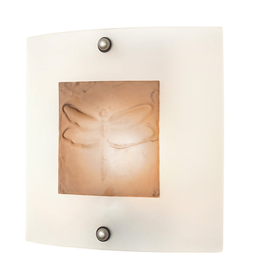 Meyda Lighting Metro Fusion 11" Nickel Wings Wall Sconce With Frosted Clear Shade Glass