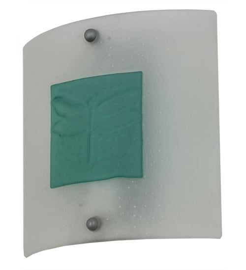Meyda Lighting Metro Fusion 11" Nickel Wings Wall Sconce With Turquoise & Frosted Clear Shade Glass