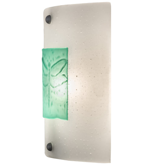 Meyda Lighting Metro Fusion 11" Nickel Wings Wall Sconce With Turquoise & Frosted Clear Shade Glass