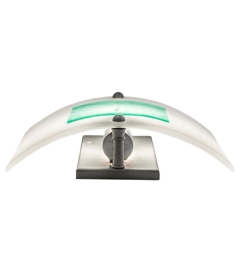 Meyda Lighting Metro Fusion 11" Nickel Wings Wall Sconce With Turquoise & Frosted Clear Shade Glass
