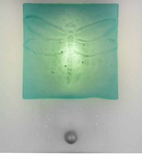 Meyda Lighting Metro Fusion 11" Nickel Wings Wall Sconce With Turquoise & Frosted Clear Shade Glass