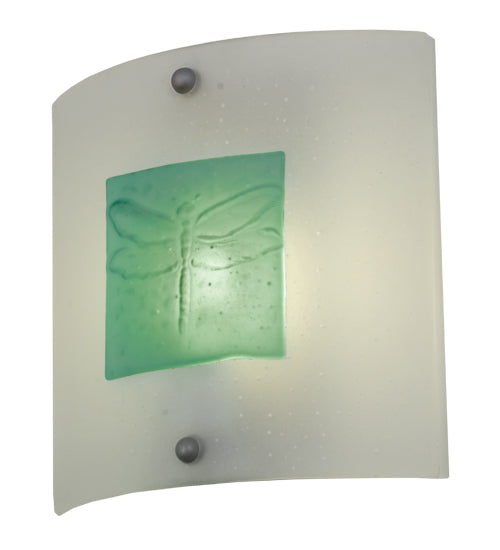 Meyda Lighting Metro Fusion 11" Nickel Wings Wall Sconce With Turquoise & Frosted Clear Shade Glass