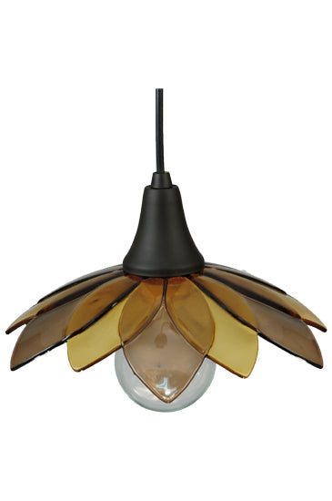 Meyda Lighting Metro Fusion 11" Oil Rubbed Bronze Bodnant Mini Pendant Light With Bronze and Amber Shade Glass