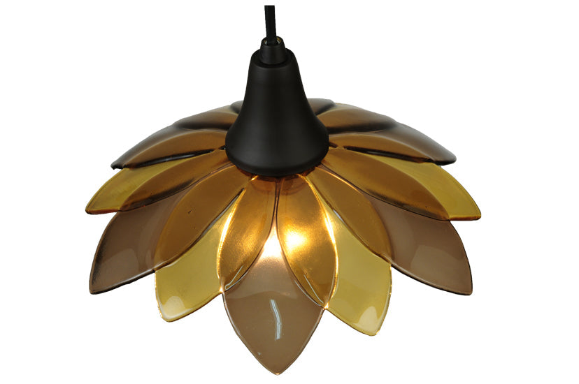Meyda Lighting Metro Fusion 11" Oil Rubbed Bronze Bodnant Mini Pendant Light With Bronze and Amber Shade Glass