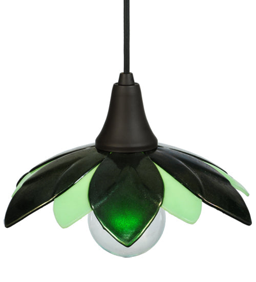 Meyda Lighting Metro Fusion 11" Oil Rubbed Bronze Bodnant Mini Pendant Light With Green and Mint Green Shade Glass
